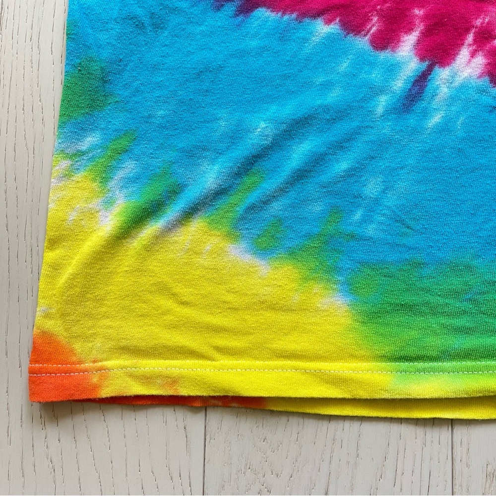 Vintage 90s Washington DC Colorful Rainbow Tie-Dye Delta Pro Weight T-Shirt - Picture 7 of 11